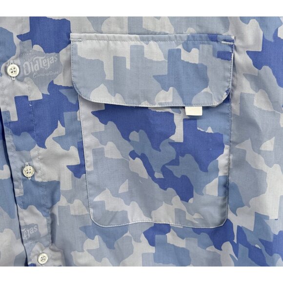 Old Tejas Camouflage Mens Short Sleeve Shirt XL Gulf Blue Texas Fishing Camo - Picture 7 of 11